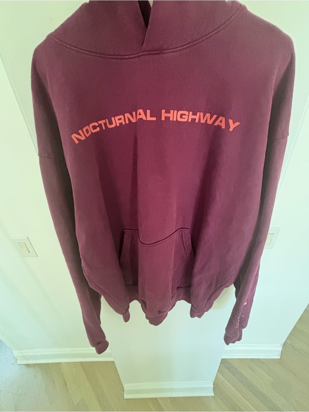 Nocturnal Highway Maroon Crewneck Sweatshirt with Coral Logo